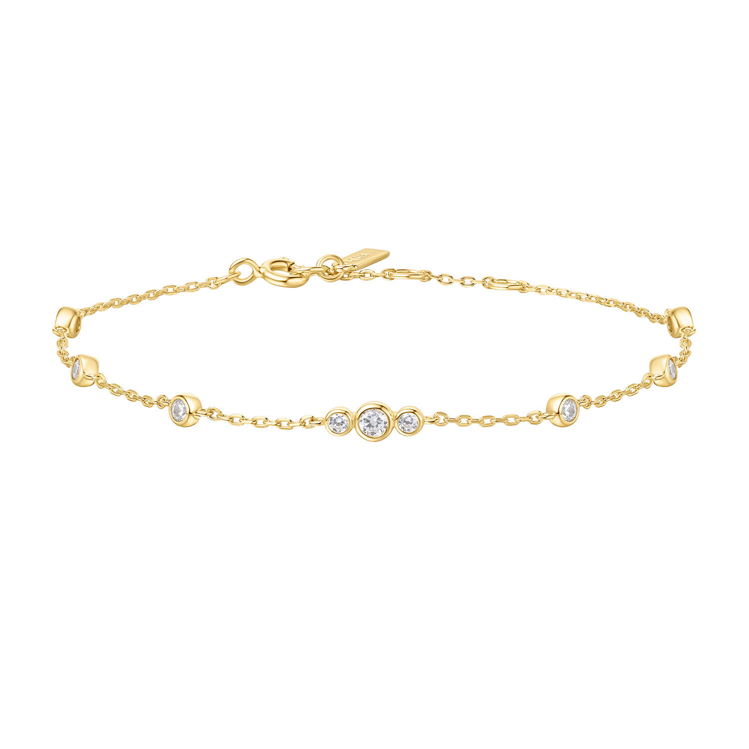  Miss Dainty - Schakelarmbanden - Zilver / 14kt GP - Zirkonia
